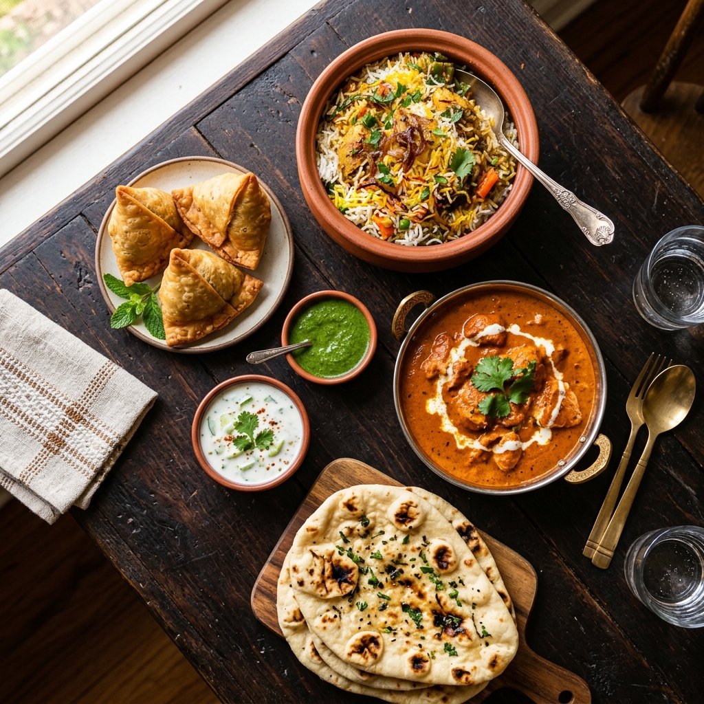Assortment of Indian dishes at Spice Garden